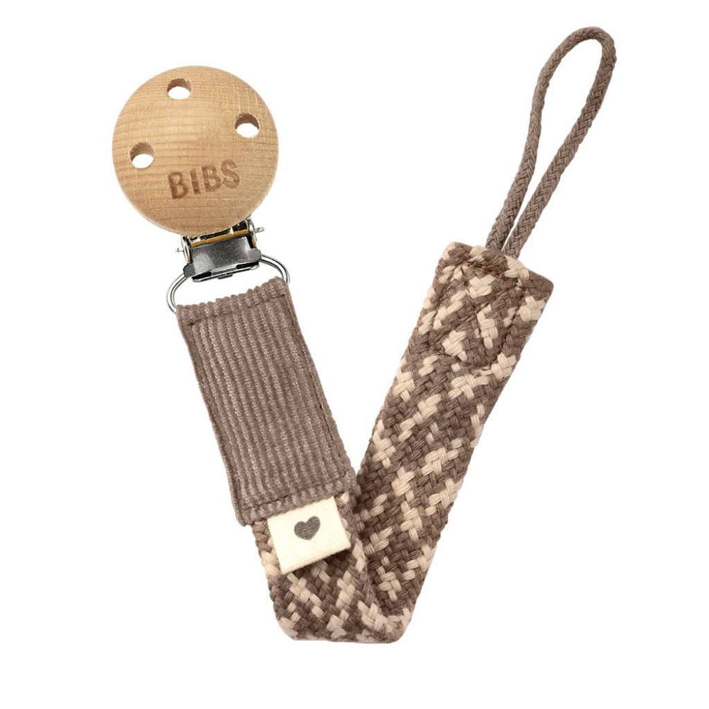 BIBS Paci Braid klip na dudlík (Dark Oak / Vanilla)