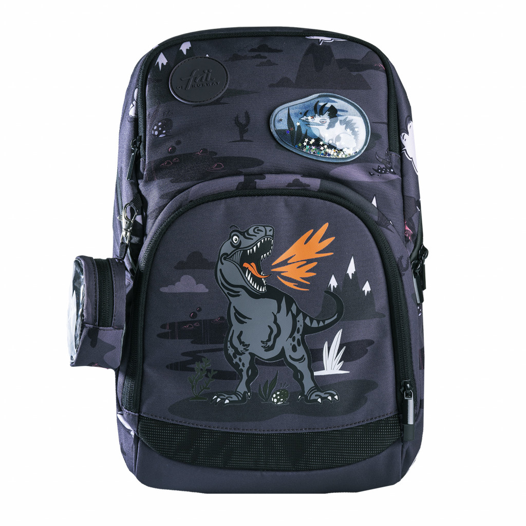 Frii of Norway Ergonomický školní batoh Expand 20-25L - Dinosaur Black