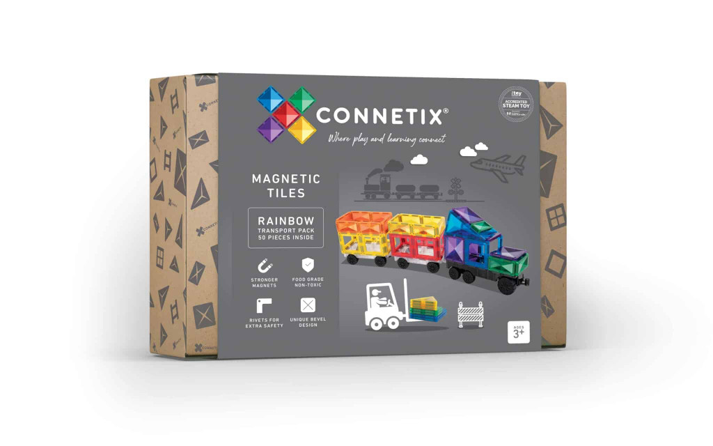Connetix Magnetická stavebnice - Rainbow Transport 50 ks