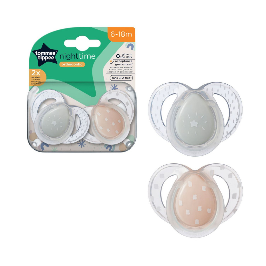 Tommee Tippee Šidítko C2N silikon Night 2ks 6-18m