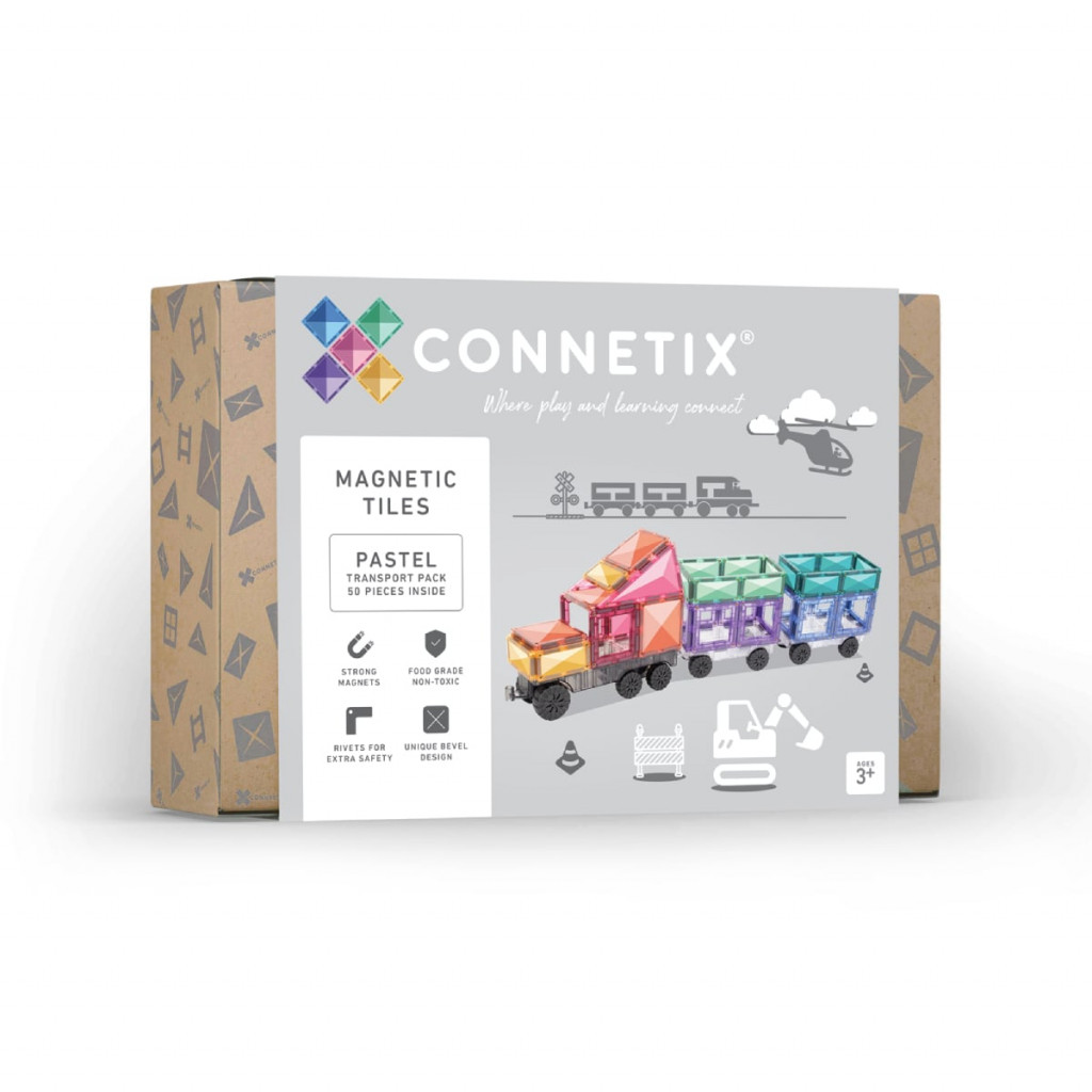 Connetix Magnetická stavebnice - Pastel Transport 50 ks