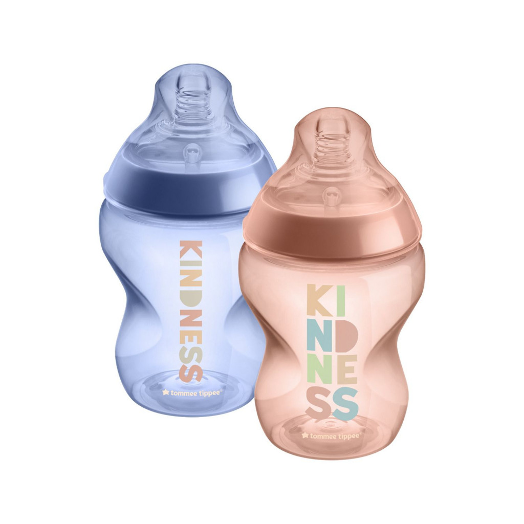 Tommee Tippee Kojenecká láhev C2N potisk Girl 260ml 2ks 0m+