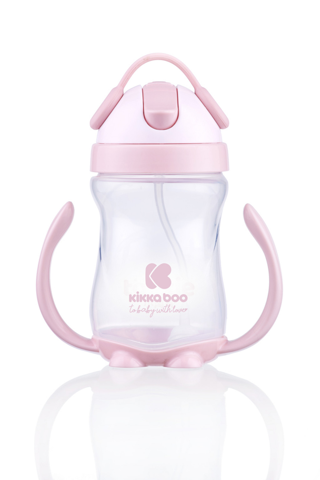 KikkaBoo Hrnek se silikonovým brčkem 300ml 12m+ Pink