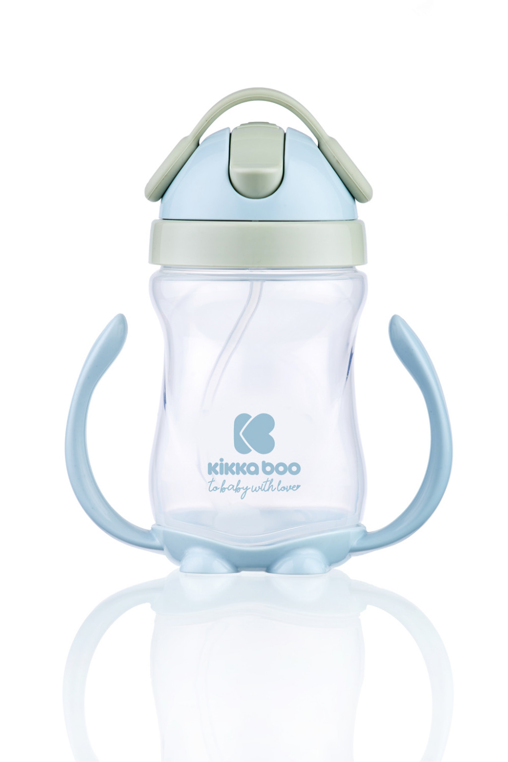 KikkaBoo Hrnek se silikonovým brčkem 300ml 12m+ Blue