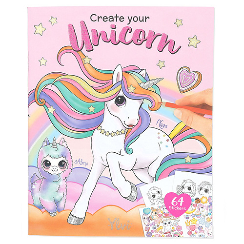 Ylvi Omalovánka | Create your Unicorn, Naya + Alma, 64 samolepek