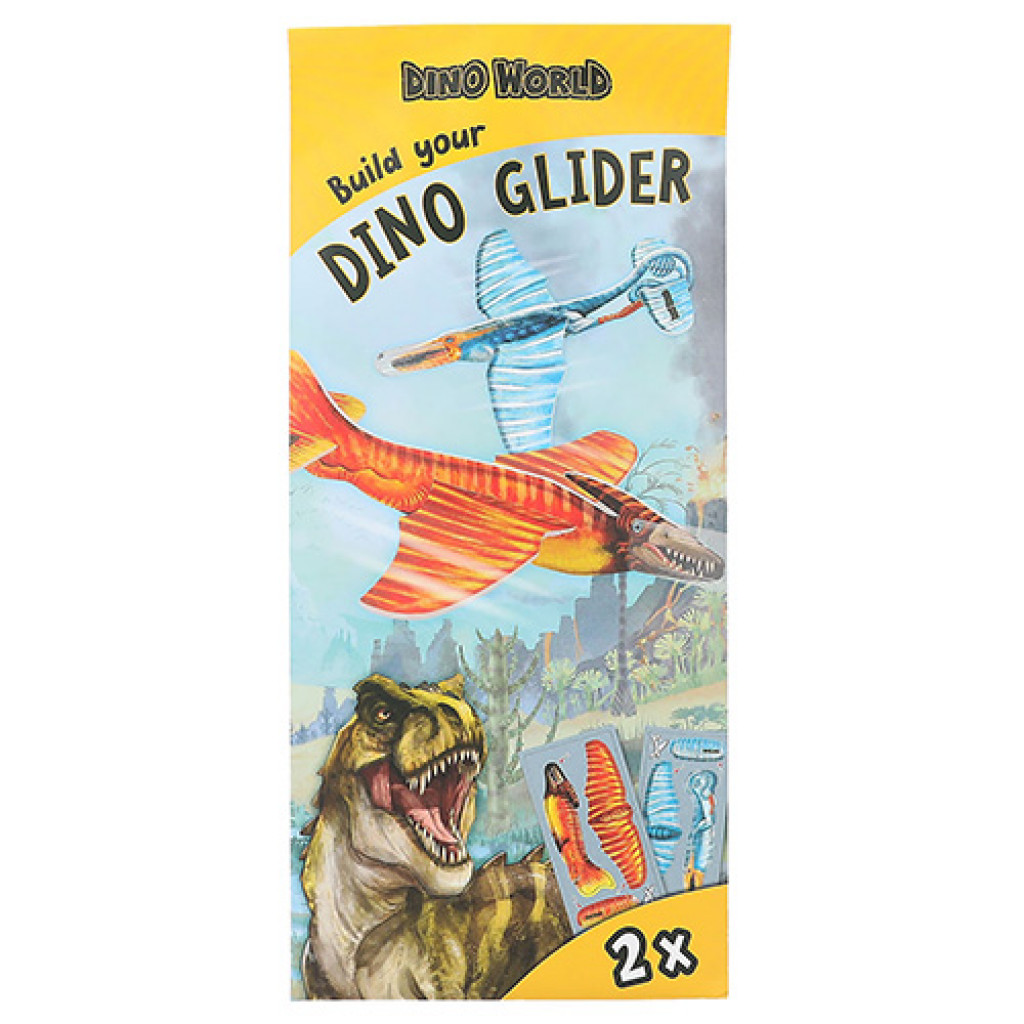 Dino World ASST | Létající házedlo Build your Dino Glider, 2ks v balení, Žlutá