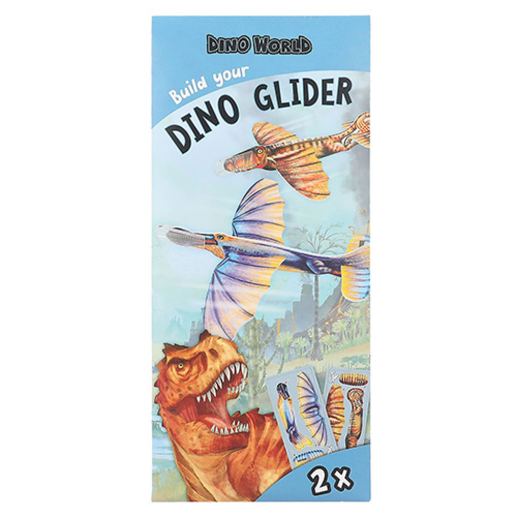 Dino World ASST | Létající házedlo Build your Dino Glider, 2ks v balení, Světle modrá