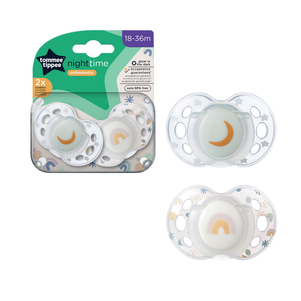 Tommee Tippee Cumlík silikón Night, 18-36m, 2ks