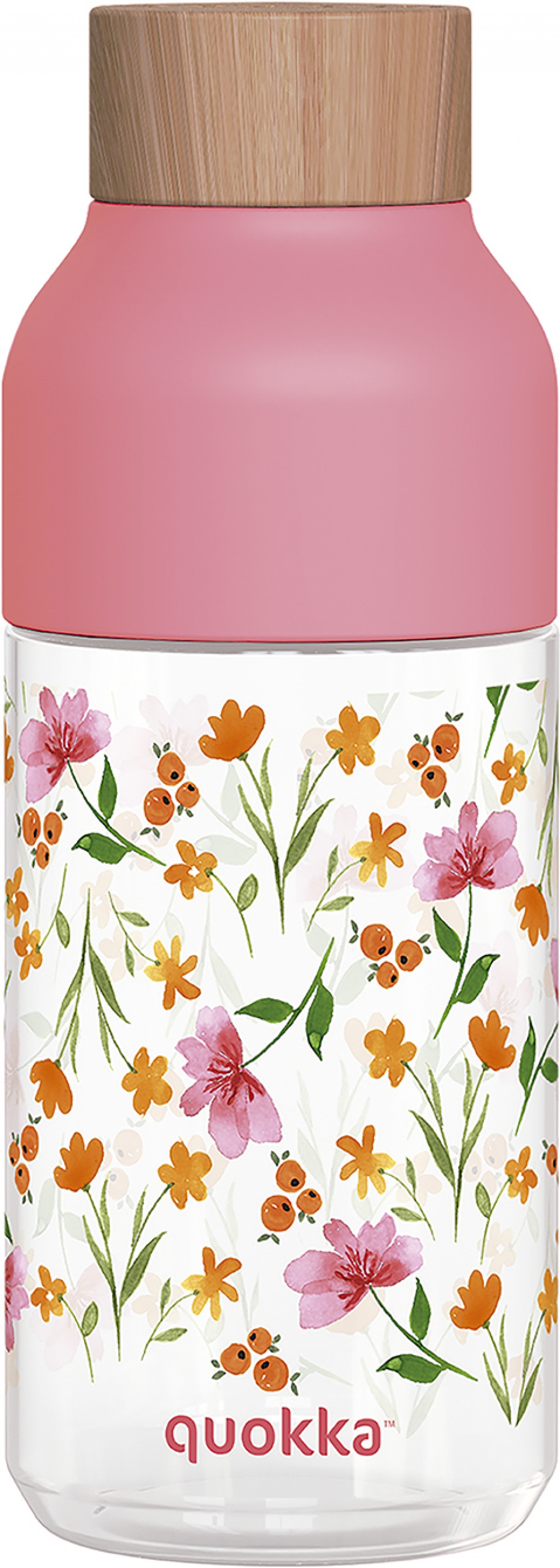 Quokka Plastová láhev Ice Pink Flowers 570 ml