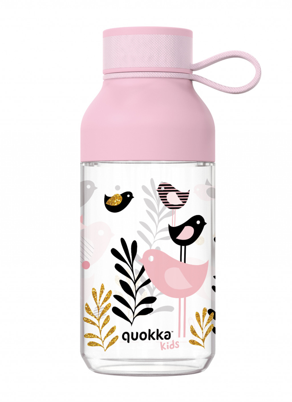 Quokka Plastová láhev Ice Kids s poutkem Birds 430 ml