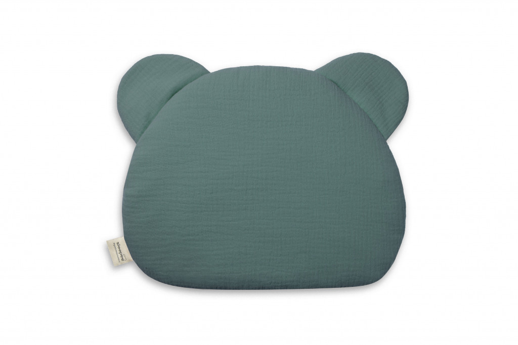 Sleepee Mušelínový plochý polštář Teddy Bear Sleepee Ocean Green Světlejší zelená