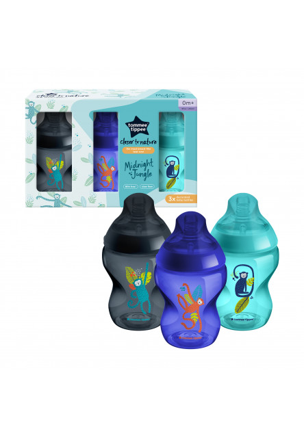 Kojenecká láhev C2N Jungle Blue 260ml 3ks 0m+