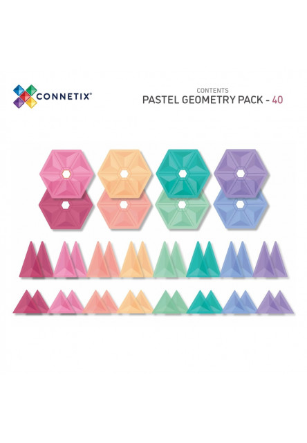 Magnetická stavebnice - Pastel Geometry Pack 40 ks