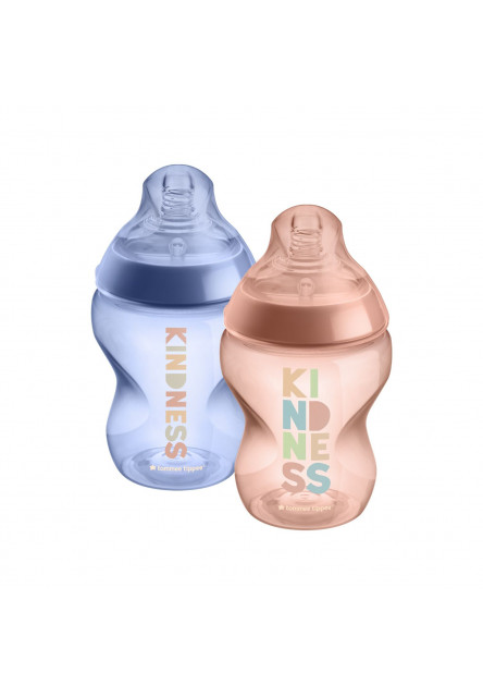 Kojenecká láhev C2N potisk Girl 260ml 2ks 0m+ Tommee Tippee