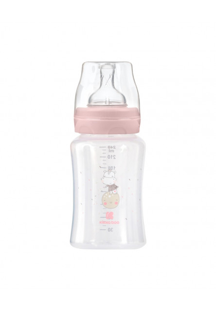 Kojenecká láhev 240ml 3m+ Hippo Dreams Pink KikkaBoo