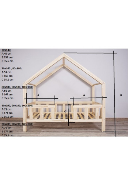 Domčeková posteľ Dominant premium od šuplík, nožičky: s nožičkami, bez šuplíku, rozmer lôžka: 70 x 140 cm