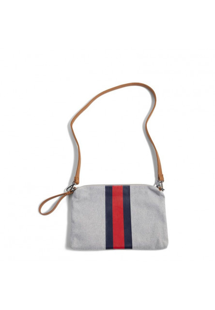 Pouzdro na zip s poutkem Grey Stripes Red/Blue