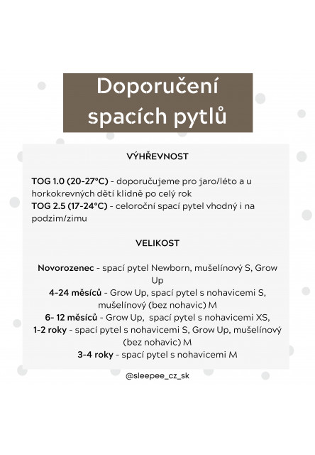 Celoroční spací pytel s nohavicemi Sleepee Eukalyptus/Černé tečky XS