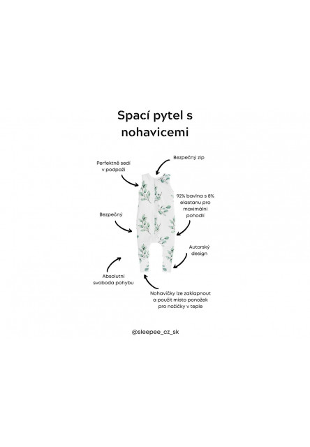 Celoroční spací pytel s nohavicemi Sleepee Jungle Bird/Černé tečky XS