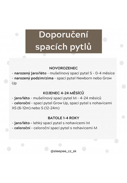 Celoroční spací pytel s nohavicemi Sleepee Šedé tečky/Černé tečky XS