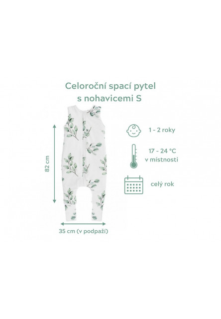 Celoroční spací pytel s nohavicemi Sleepee Vintage Animals Almond/Cream S