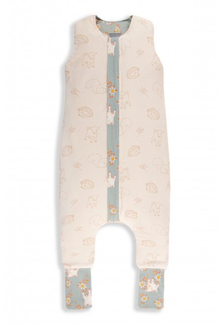 Celoroční spací pytel s nohavicemi Sleepee Vintage Animals Sky Blue/Cream M