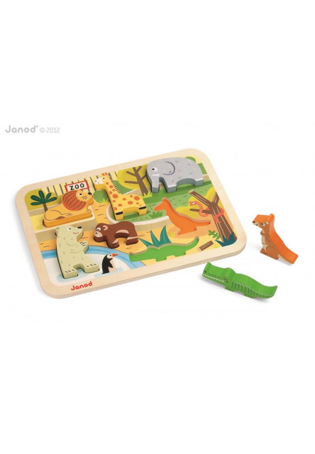 Dřevěné vkládací puzzle pro nejmenší ZOO Chunky