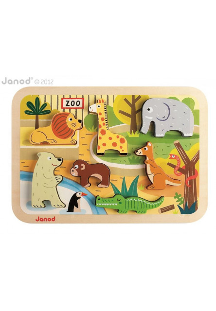 Dřevěné vkládací puzzle pro nejmenší ZOO Chunky