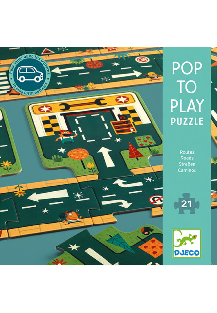 Pop to play puzzle: Cesty (skladacia dráha na hranie - 21 dielikov)